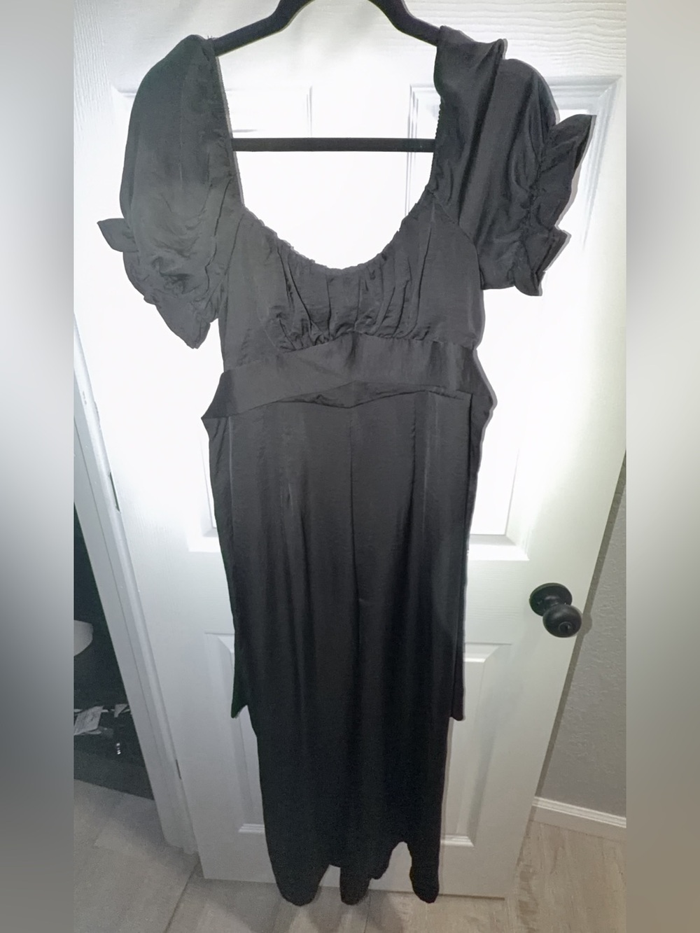 Altar'd State Black Puff-Sleeve Midi Dress